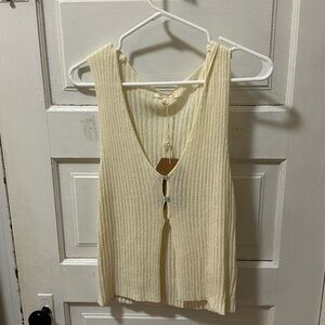 Cream button up knit vest